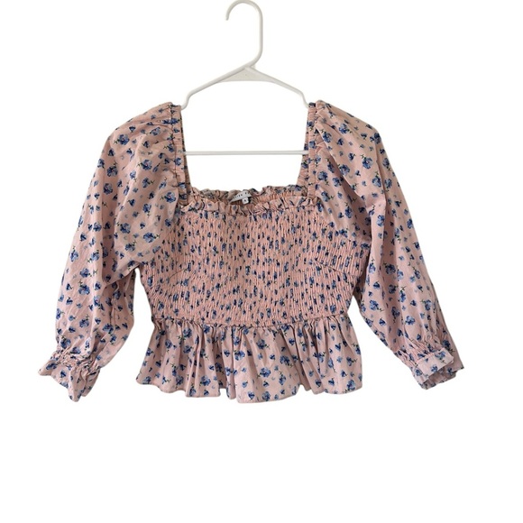 English Factory Floral Print Smocked Ruffle Top - Picture 6 of 7